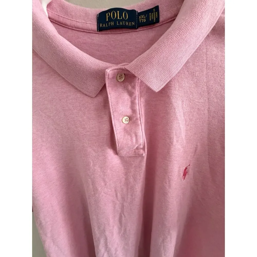 Polo Ralph Lauren Men Pink Classic Fit Polo Shirt XXL Heather Golf Tennis